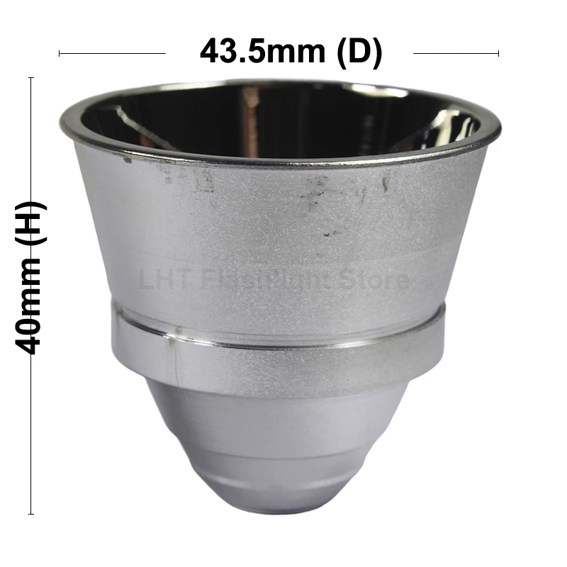 43.5mm (D) x 40mm (H) SMO Aluminum Reflector Flashlight DIY Lamp Cup OEM