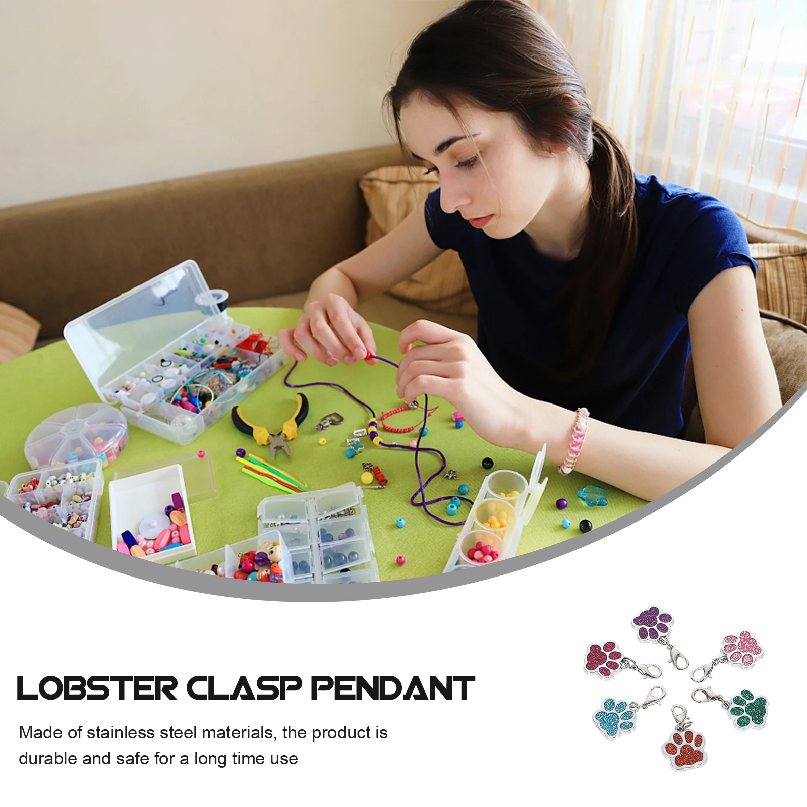 

12 Pcs Round Lobster Buckle Jewelry Accessories Charms Stainless Steel Paw for Crafts