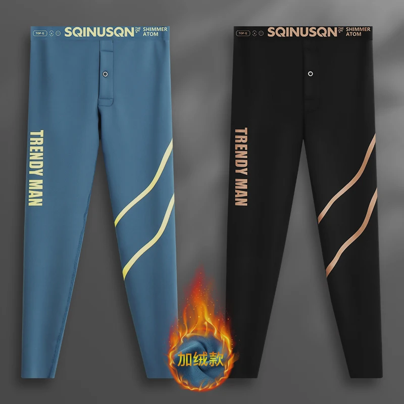 Men's fleece thermal pants compression underwear Thermal pants Autumn and winter leotard High spring comfortable slim leggings
