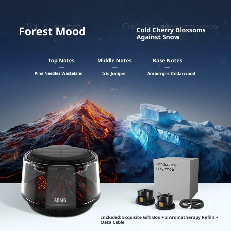 360 °   Diffuseur de voiture View Mirror Mount Volcanic Iceberg - Parfums forestiers et floraux purifiants, Décoration automobile élégante