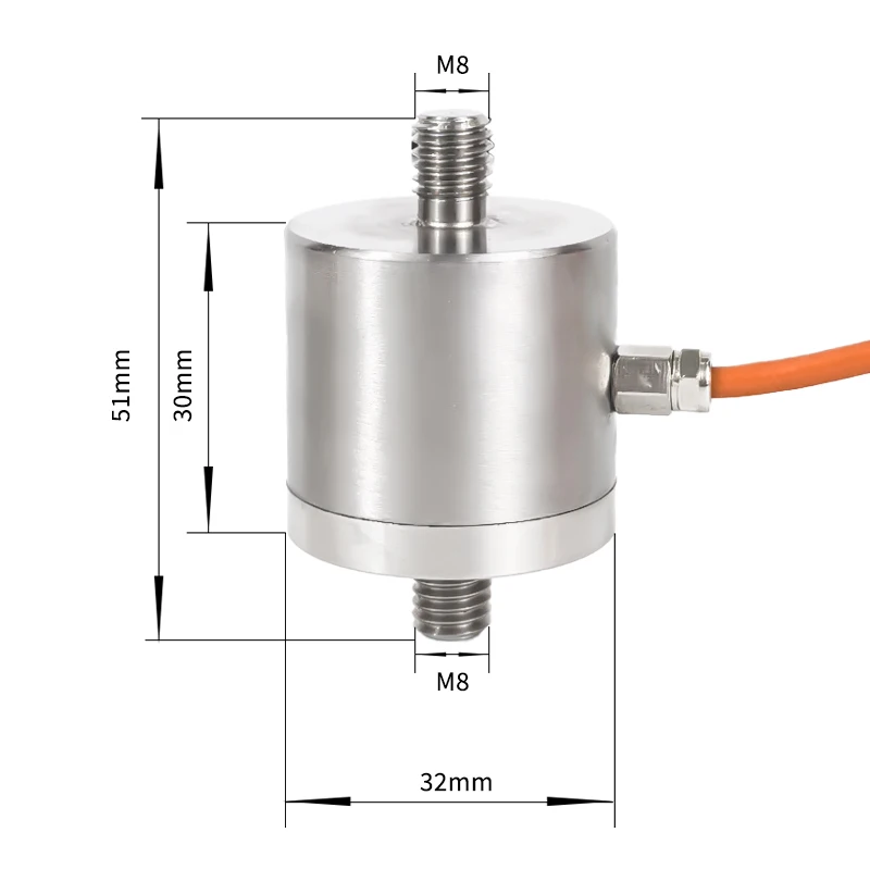 M8 Threaded Rod Capsule Load Cell Tension/Compression Force Weighing Sensor Twin Screw Connection Automated Force Measurement
