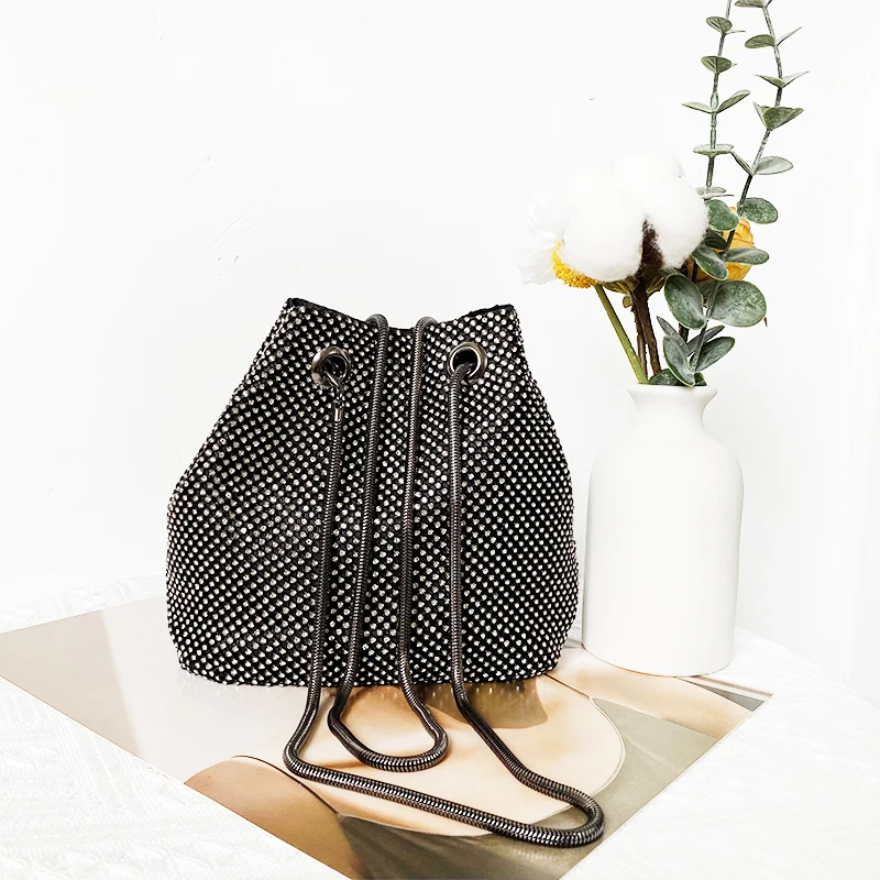 Bling Diamond Bucket Crossbody Bag Evening Clutch Basket Bags Rhinestone Purses And Handbags For Women