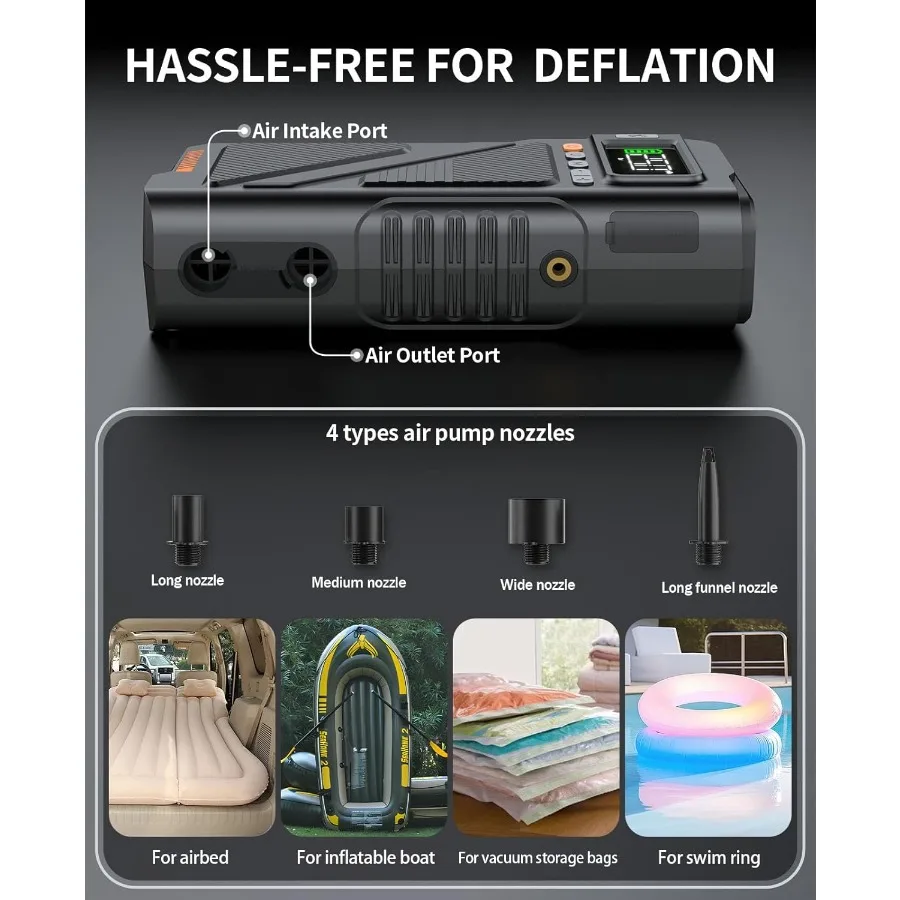 8000A الانتقال كاتب مع منفاخ هواء ضاغط تفريغ 9in1 المحمولة 12 فولت سيارة الانتقال صندوق الطاقة لجميع الغاز و 12L الديزل E