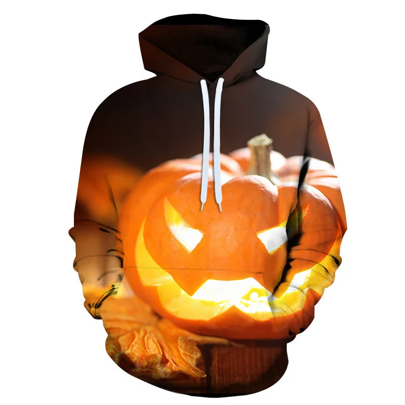 

2021 Hot Sale New Halloween 3D Digital Printing Trendy Fashion Men's And Women's Hooded Pullover