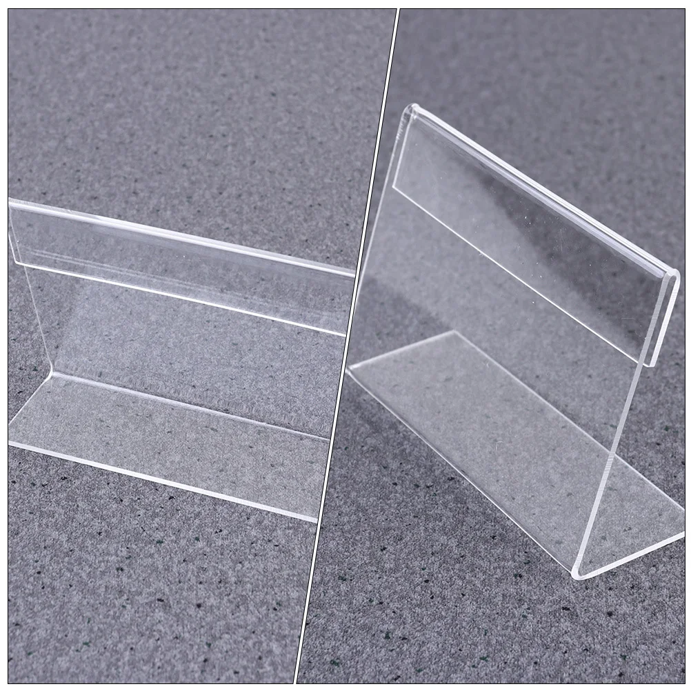 

25Pcs Transparent Acrylic Sign Holders Horizontal Table Display Stands for Menus Price Tags Photos Clear Sign Holder