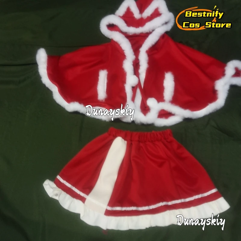 2024 Kerst Xmas Lady Kerstman Cosplay Kostuum Winter Rok Pak Vrouwen Lolita Jurk Rode Capuchon Cape Sjaal Volledige Set Uniform