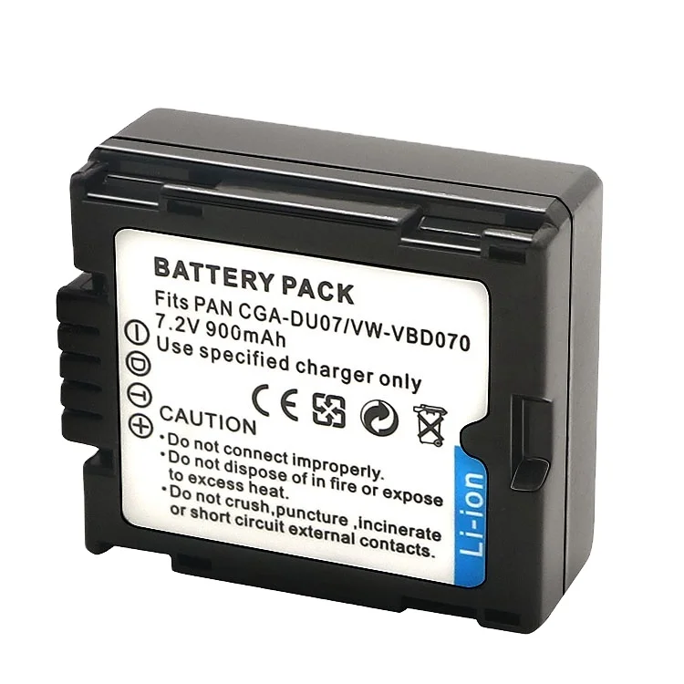 VW VBG070 Battery 900mAh for Panasonic VW-VBG130 VW-VBG070 VW-VBG260 SDR-H20 SDR-H28 SDR-H258 HDC-SD1 Camera Batterie