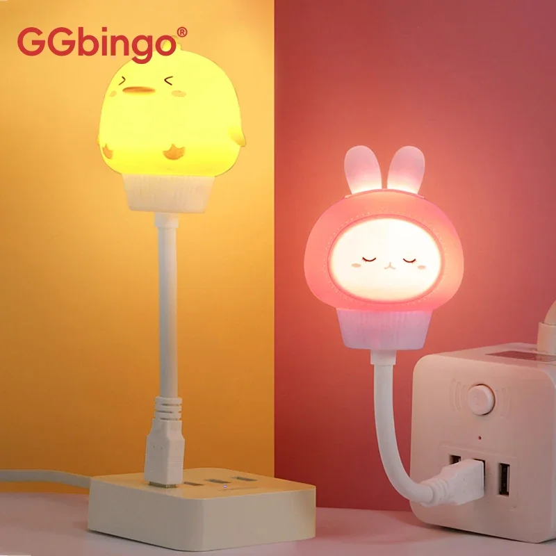 GGbingo USB-Nachtlicht LED Niedliche Cartoon-Nachtlampe Bär Küken Kätzchen für Baby Kinderzimmer Dekoration Nachttischlampe