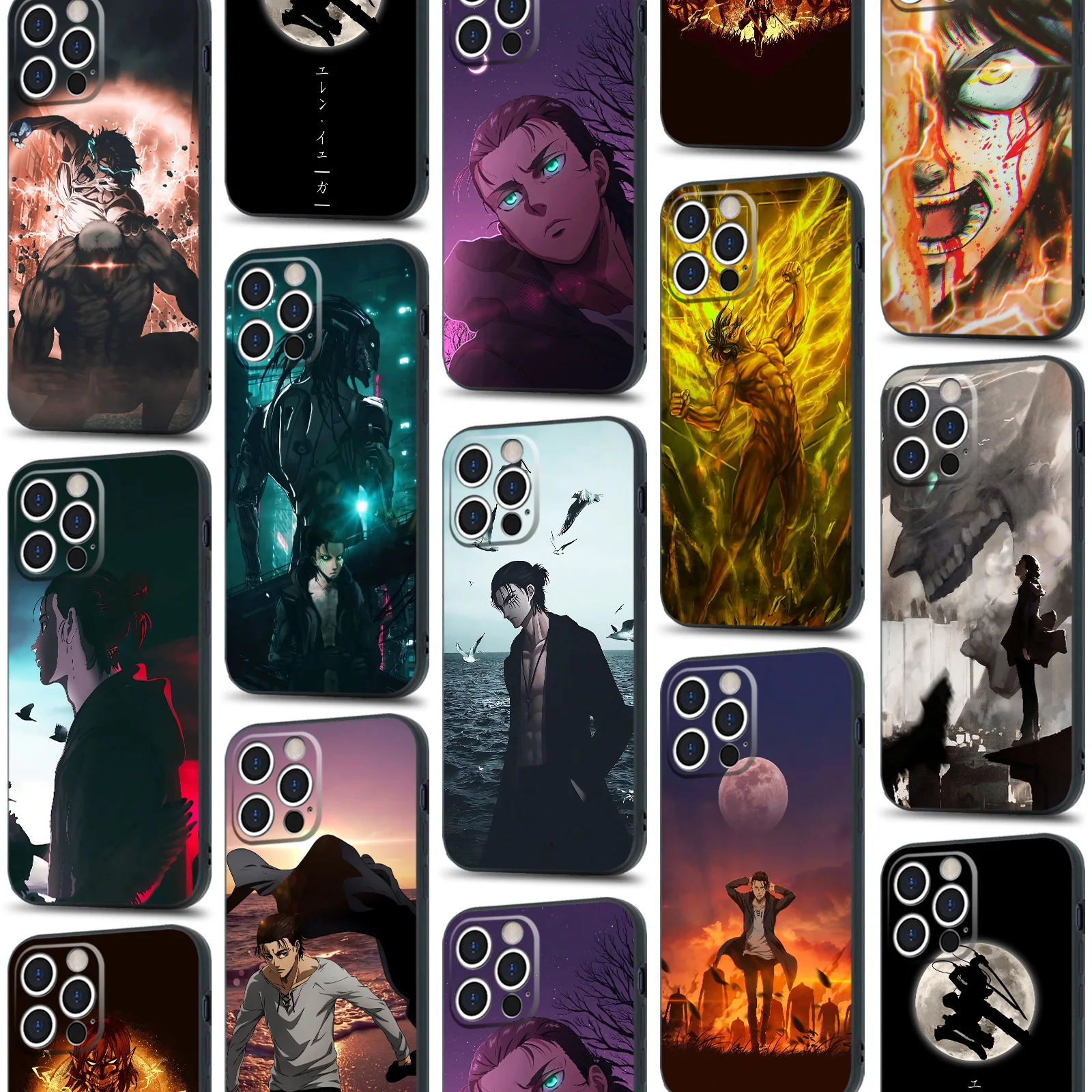 Eren Yeager Anime Protective Shell Soft Silicone Phone Case for iPhone 16 15 14 11 Pro Max 7 8 15 16 Plus 12 13 Mini Xr Xs