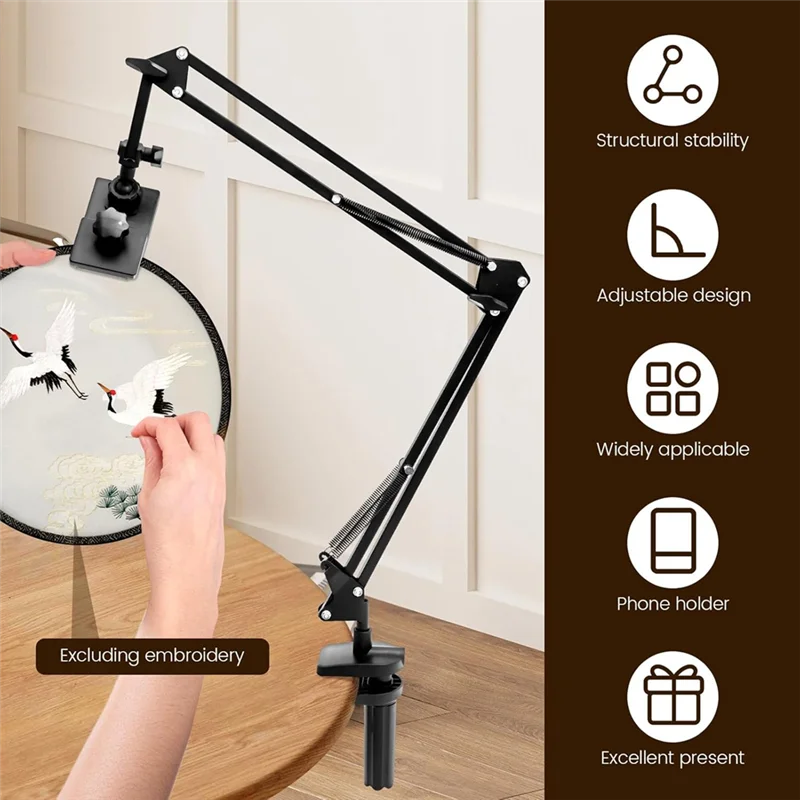 ABLN-Soporte de bordado Soporte de bordado ajustable Marco de metal para proyectos de punto de aguja Tablet Phone B