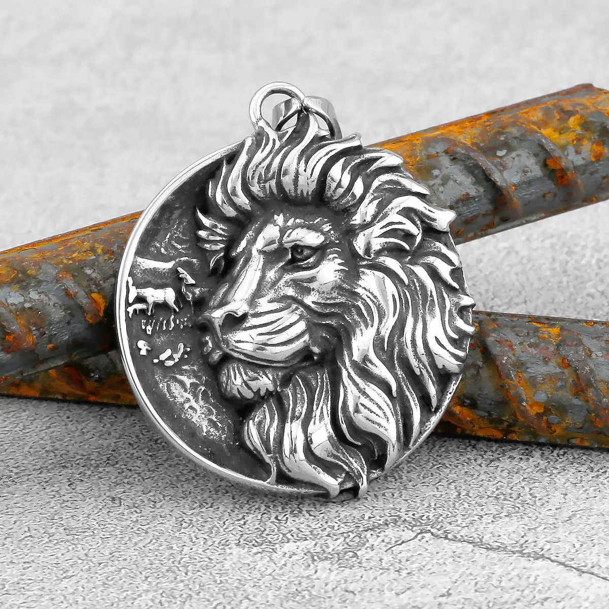 الفولاذ المقاوم للصدأ الموضة الكلاسيكية الأسد فايكنغ قلادة الشمال Odin الرجال تميمة قلادة الموضة في سن المراهقة مجوهرات اكسسوارات الحفلات #4