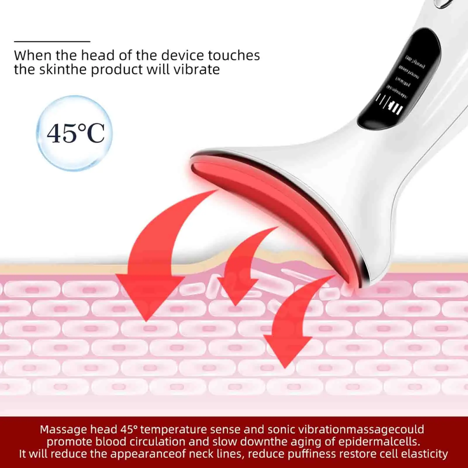 Masseur facial portatif masseur facial confortable appareil de beauté du visage et du cou pour les soins de la peau adultes hommes et femmes blanc