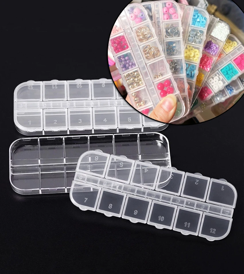 12 Compartment Empty Nail Art Jewerly Storage Box Nail Beads Gems Rhinestones Decoration Case Mini Part Nail Decor Organizer Box