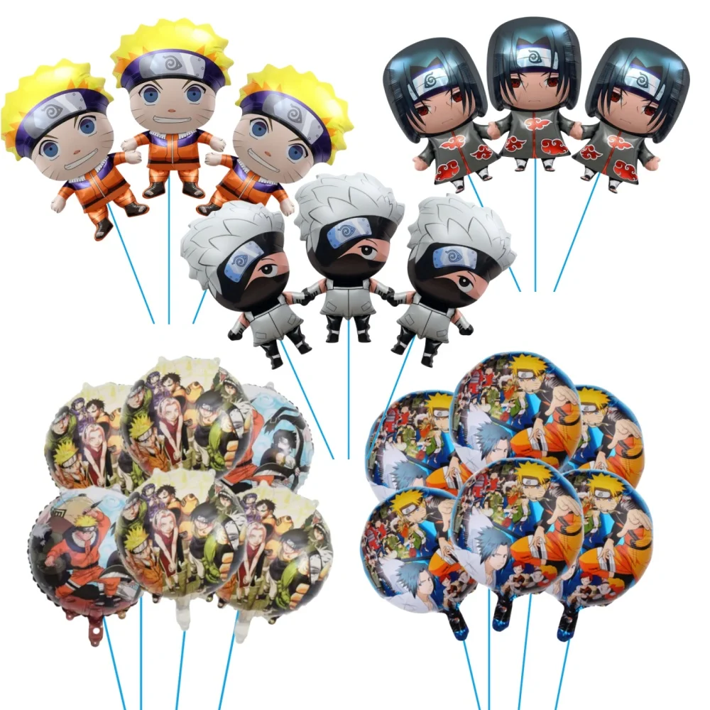 3/6 Uds. Globos de cumpleaños de Naruto de dibujos animados globo de aluminio de 18 pulgadas Uzumaki Naruto Uchiha Itachi decoración de fiesta de cumpleaños para niños Boll