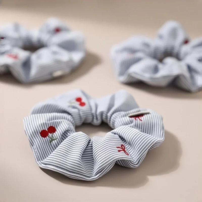 2 Pieces Exquisite Korean Style Blue Striped Bow Cherry Tight Headband Fashion New Hair Accessory Styling Fixed Props