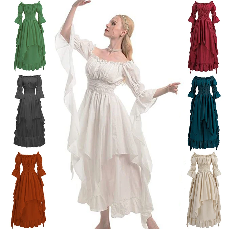 

Vintage Victorian Medieval Dress Renaissance Gothic Lolita Dress Women Cosplay Halloween Costume Prom Princess Gown