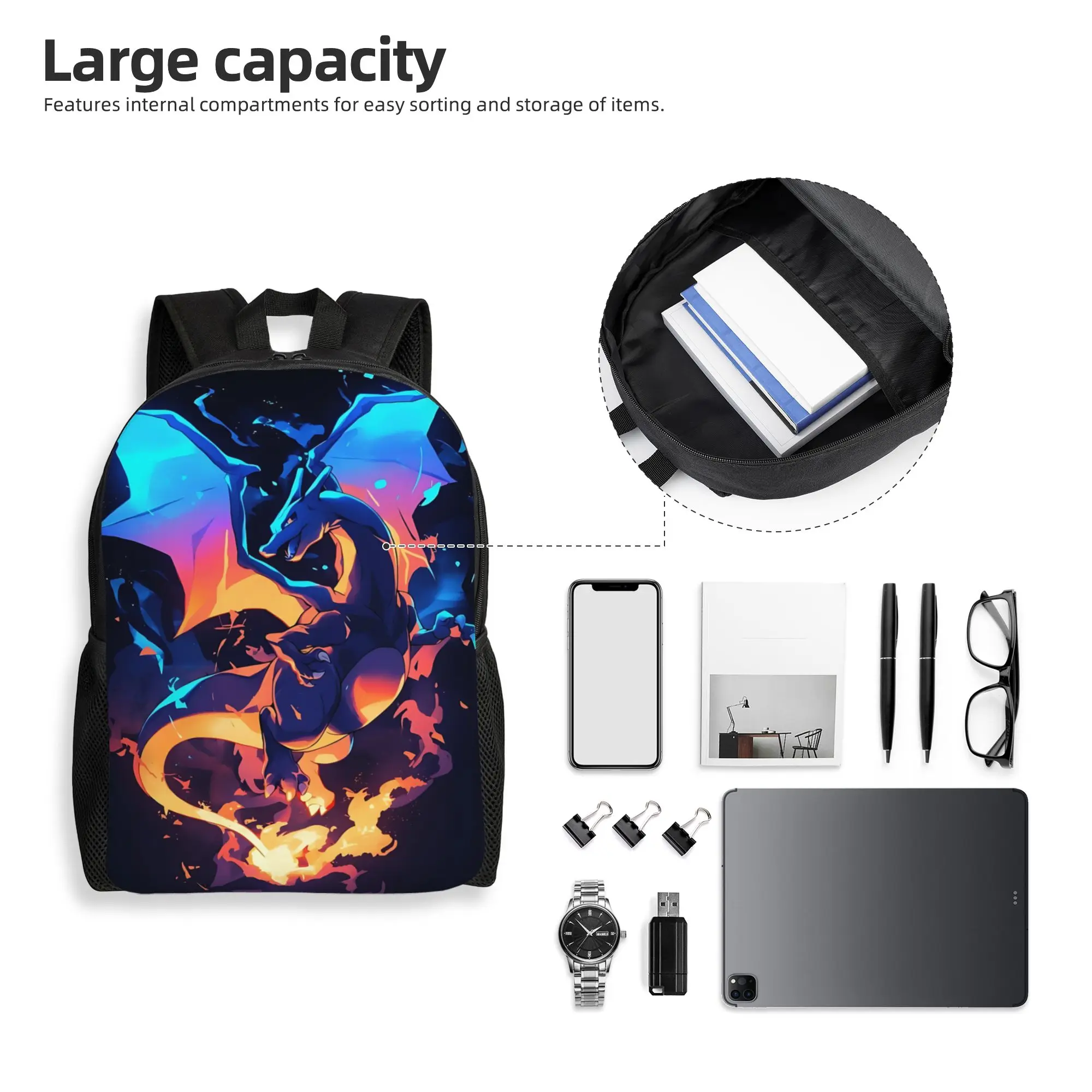 Fashion Backpacks Pokemon Backpack Daypack Charizard mochila Outdoor Sturdy Shoulder Rucksack view 4