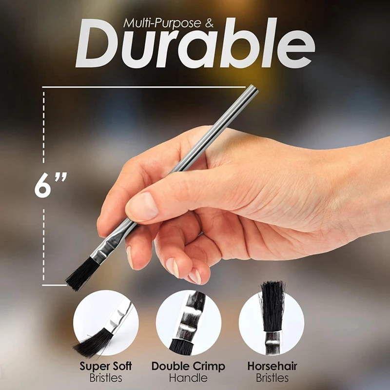 AT13 Acid Brushes - 96 Count 3/8 Inch Horsehair Acid Flux Brushes, Disposable Glue Brushes For Woodworking, Epoxy Brushes