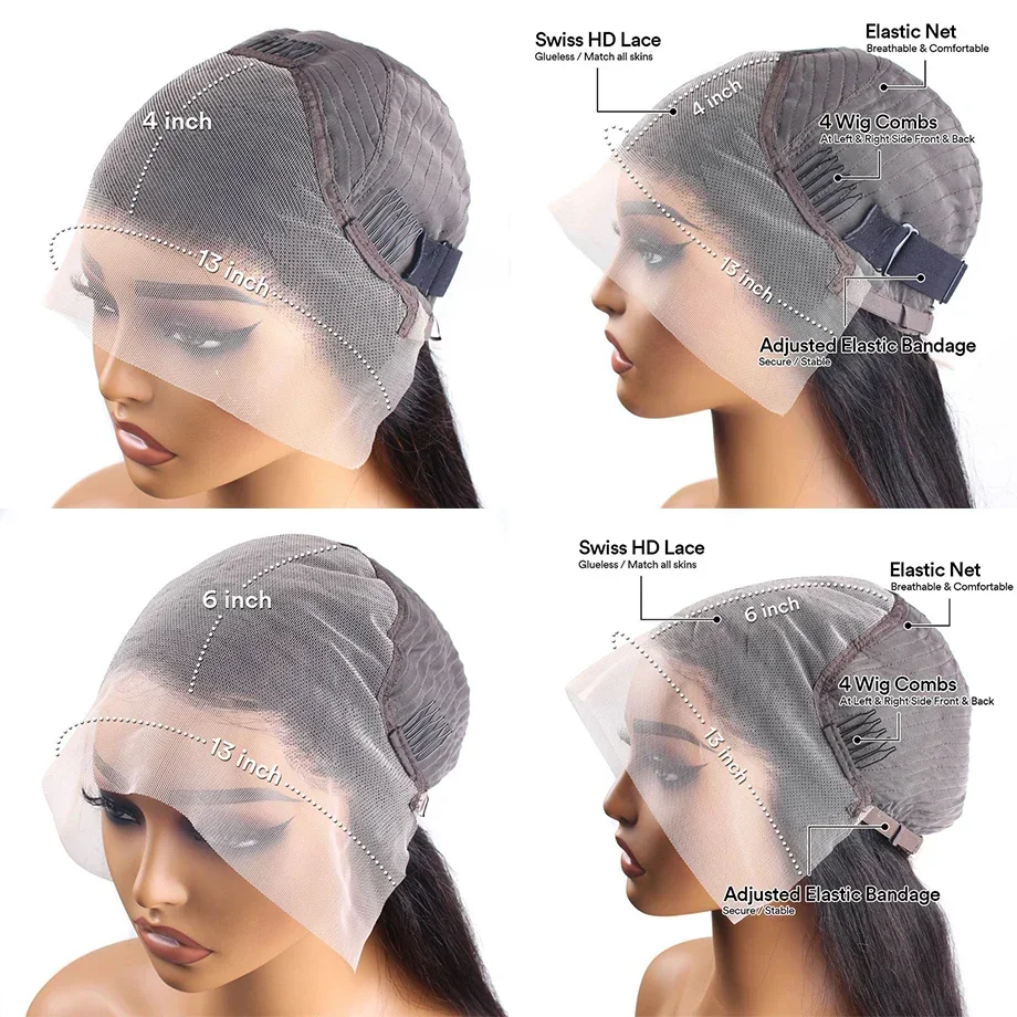 30 40 Zoll menschliches Haar 100% natürliche gerade 13x6 HD Spitze Frontal Perücke vor gezupft transparente Afro Perücke für Frauen Wahl volles Ende