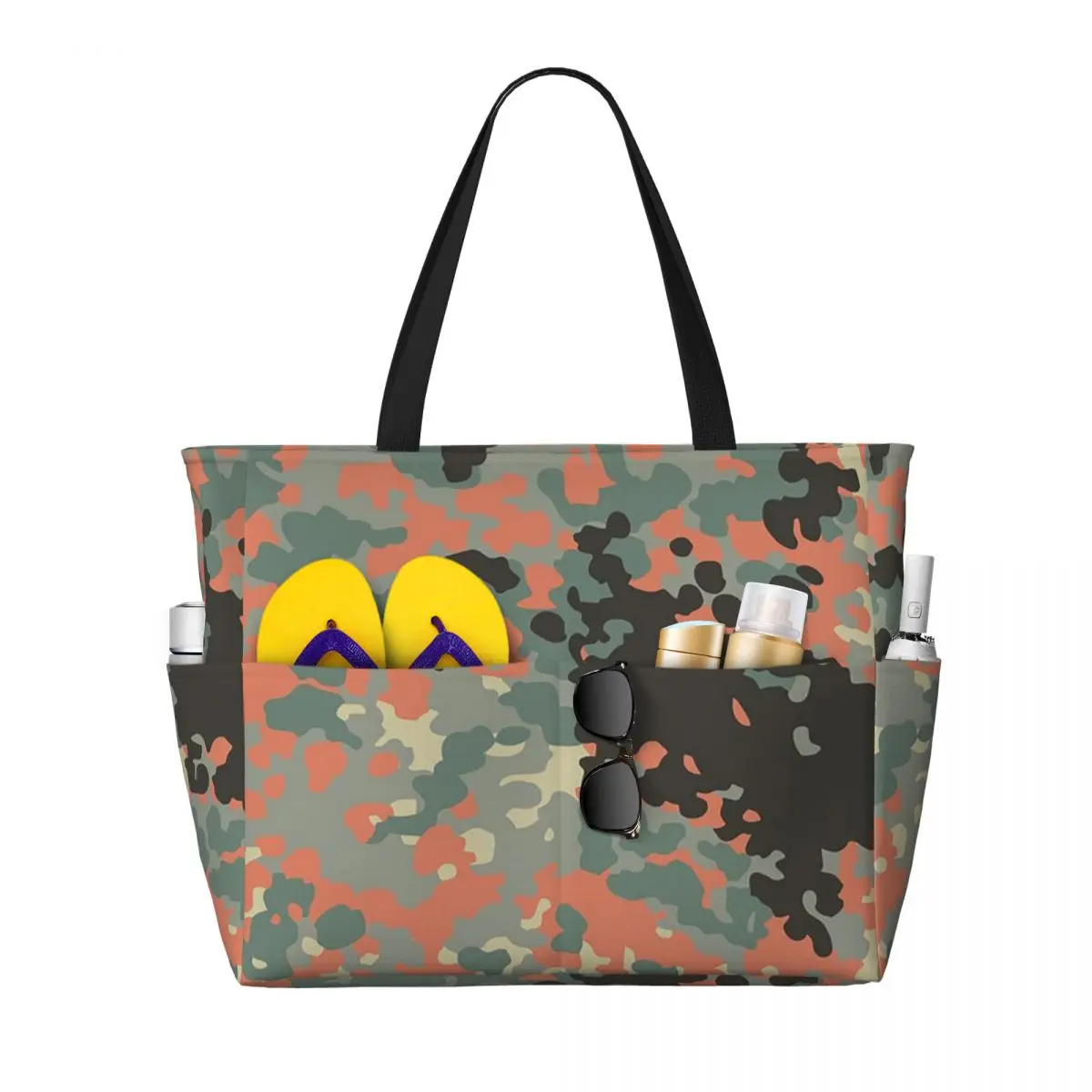 

Splintertarn German WW2 Camouflage Army Military Camo Beach Tote Bag Sport Gym Yoga Duffle Large Women Travel Bag Fitness bag