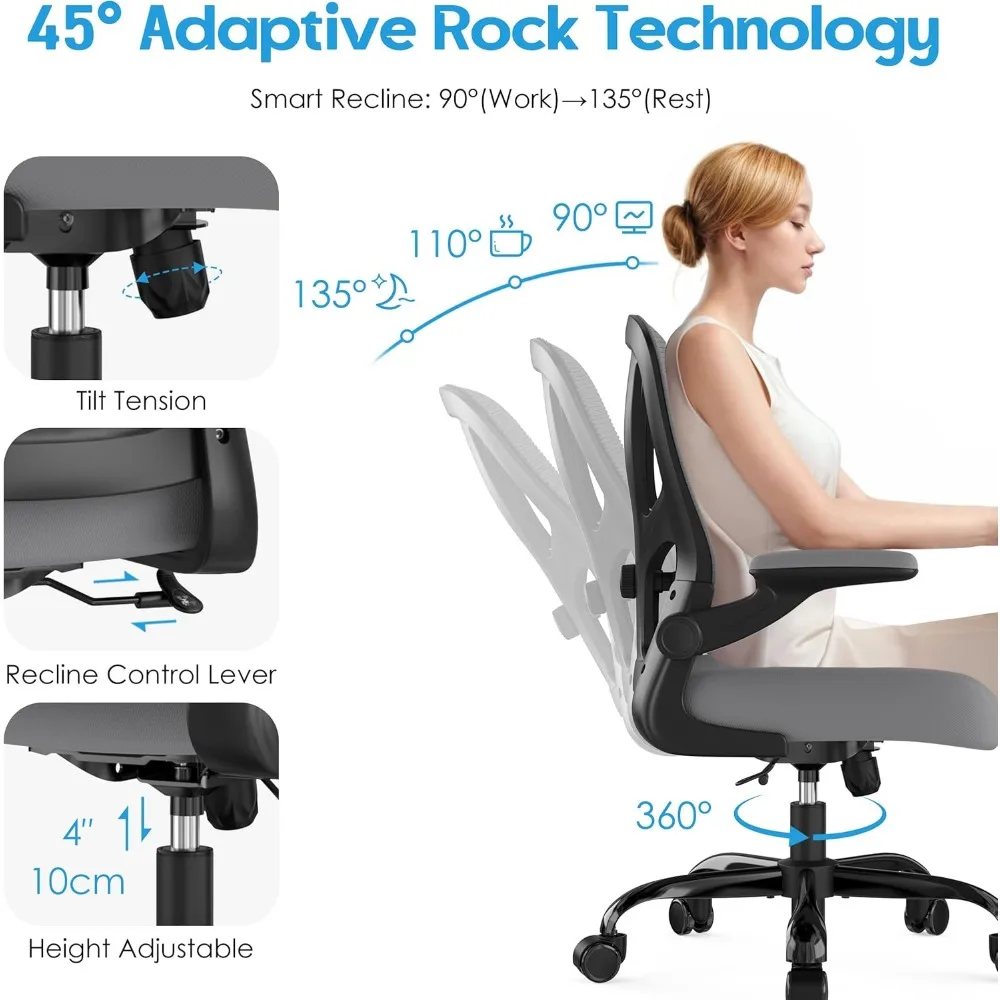 sedia da ufficio sedia da scrivania ergonomica - sedia da computer in rete sedia da lavoro traspirante con ruote supporto lombare regolabile scrivania di casa di