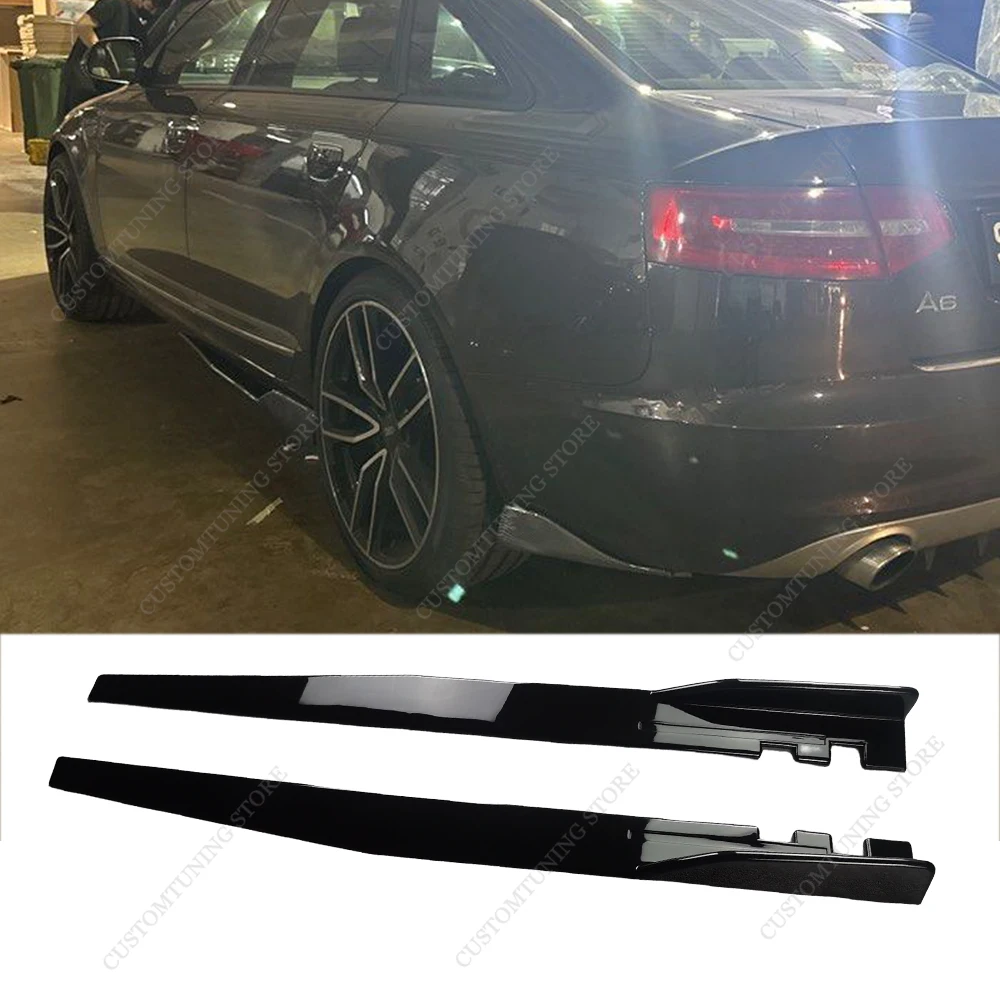 

For AUDI A6 C6 4F Side Skirts Extension Rocker Panels Lip Splitters A6 S6 FSI TFSI TDI Sedan/Avant 2004-2011 Bodykit Tuning