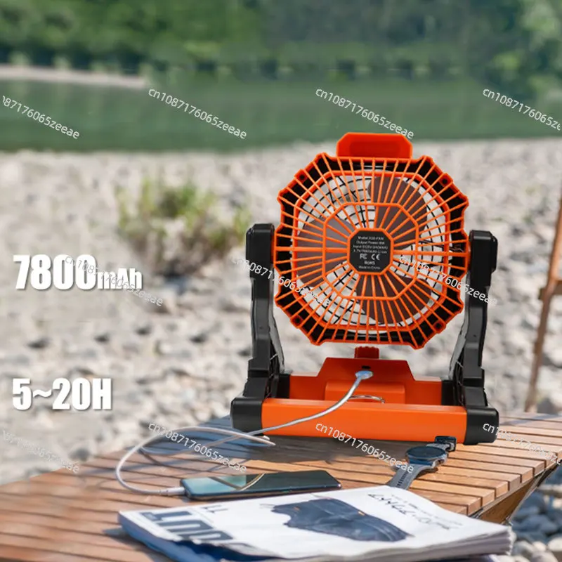 X30 Orange 10 Inch/Fan 20W/Lighting 3W Rechargeable Electric Hanging Portable Tent Orange Led Lantern Light Outdoor Camping Fan