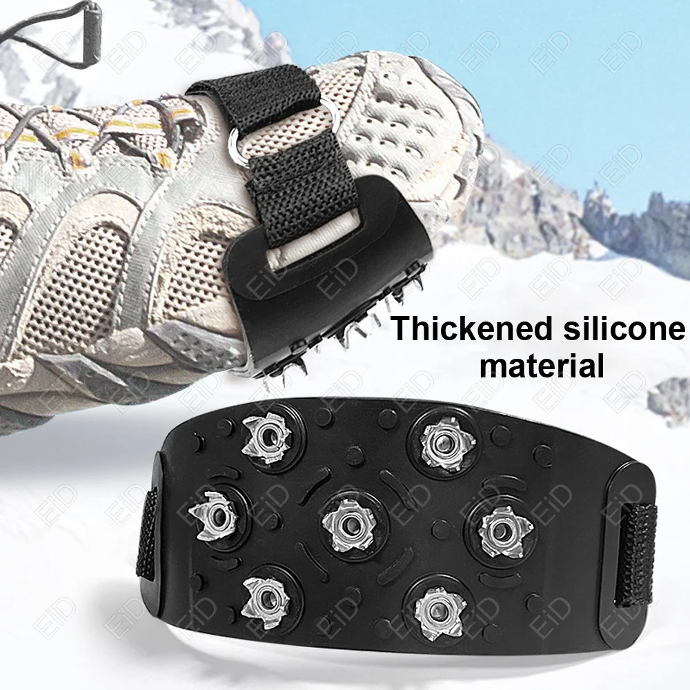 6 Steel Studs Crampons Snow Grips Cleats for Ice and Snow Anti-Slip Rubber Traction Cleats Hiking Walking Climbing Shoe Covers