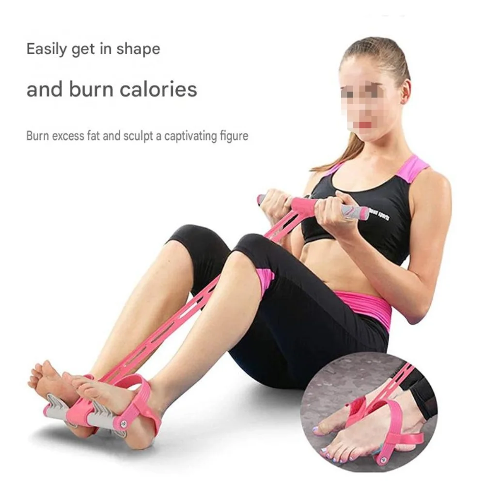 For Home Workout Resistance Exerciser with Non Slip Foot Pedals and Elastic Tension for Abdomen Legs Arms Strength Building