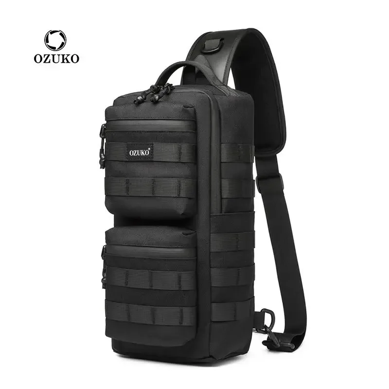 

Ozuko Tactical Chest Bag Outdoor Sports Men's Oblique Straddle Shoulder Bag Waterproof Men's One Shoulder Crossbody Flex bagBag