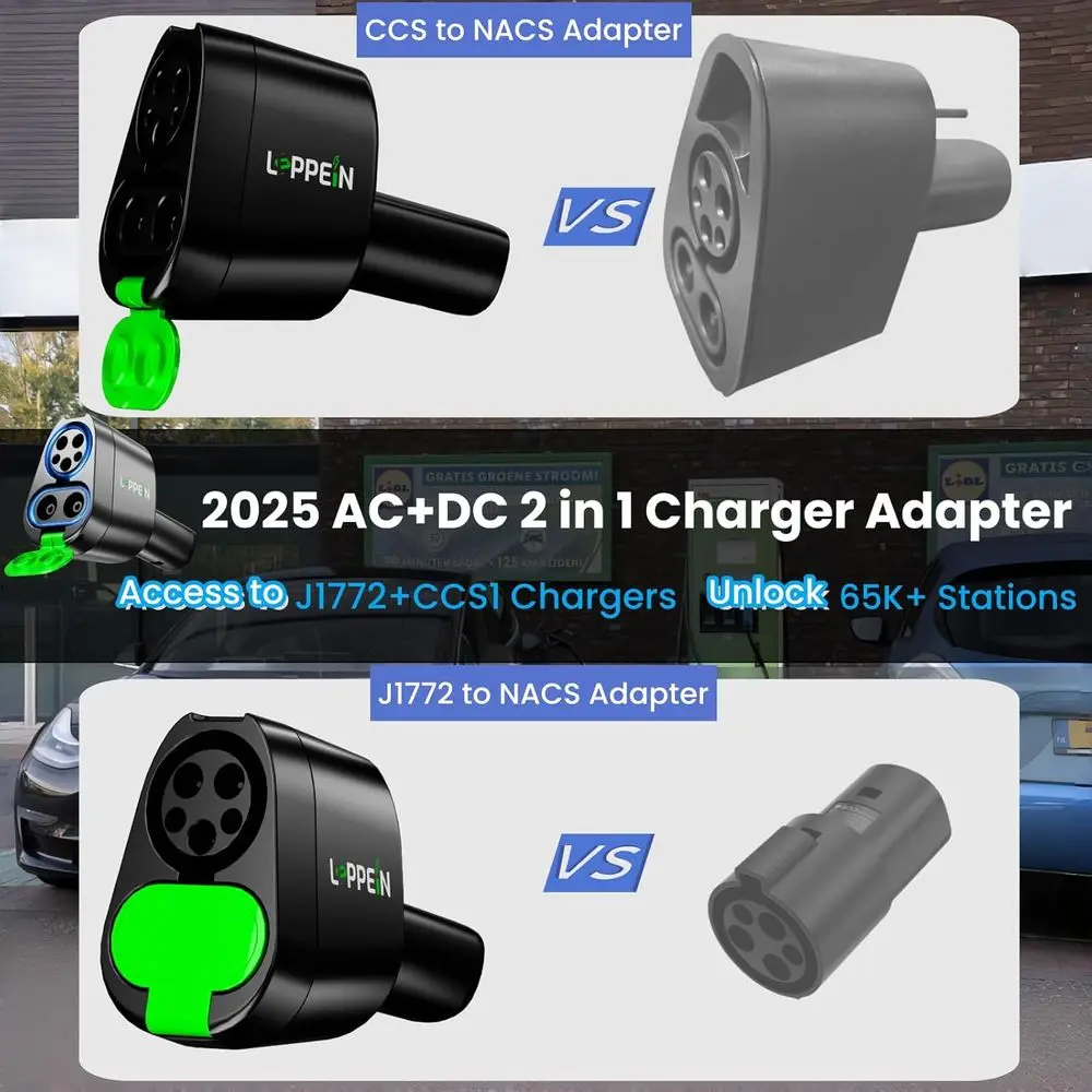 محول CCS & J1772 إلى تسلا للطراز 3/S/X/Y/Cybertrunk، محول AC+ DC 2 في 1 إلى ملحقات شاحن بطارية Tesla NACS، سريع