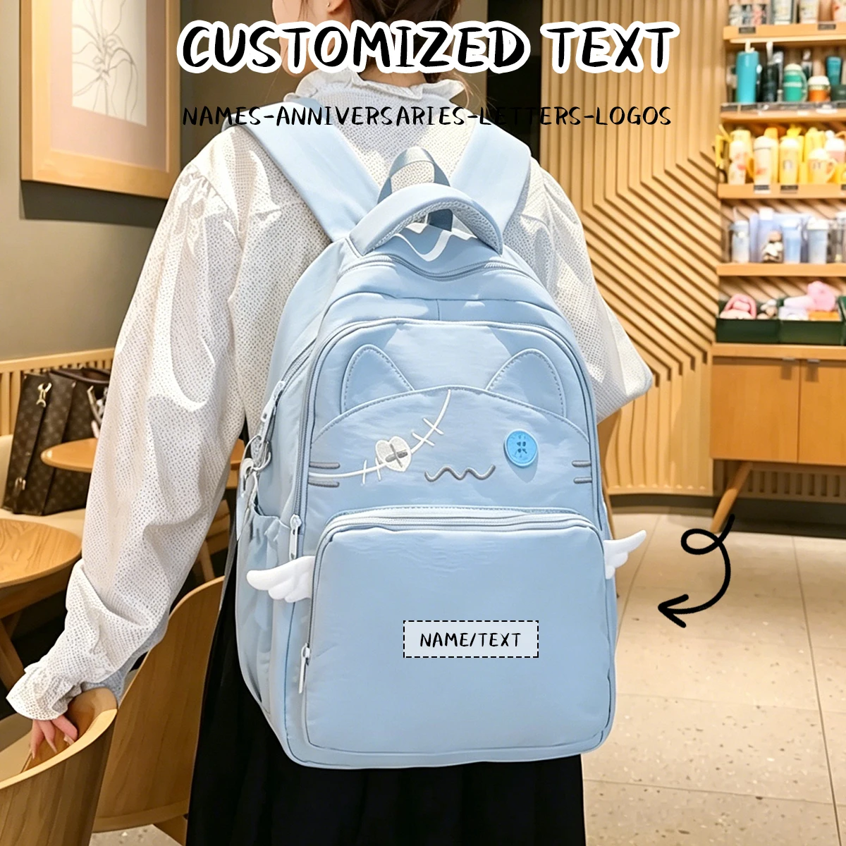 Custom Logo Elementary School Student Backpack with Unique Design, Cute and Quirky Girl Backpack, Lightweight Travel School Bag for Children, Personalized DIY for Girls