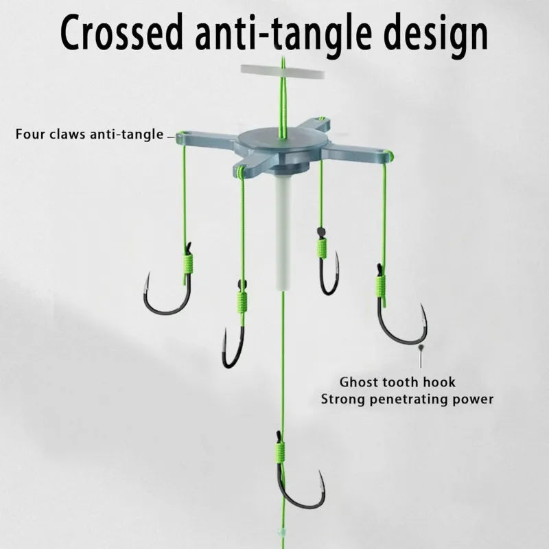 High Carbon Steel Explosion 6 Hooks Fishing Lure Bait Silver Carp Trap Feeder Cage Sharp Fishing Hook with Line Pressing Board - view 3