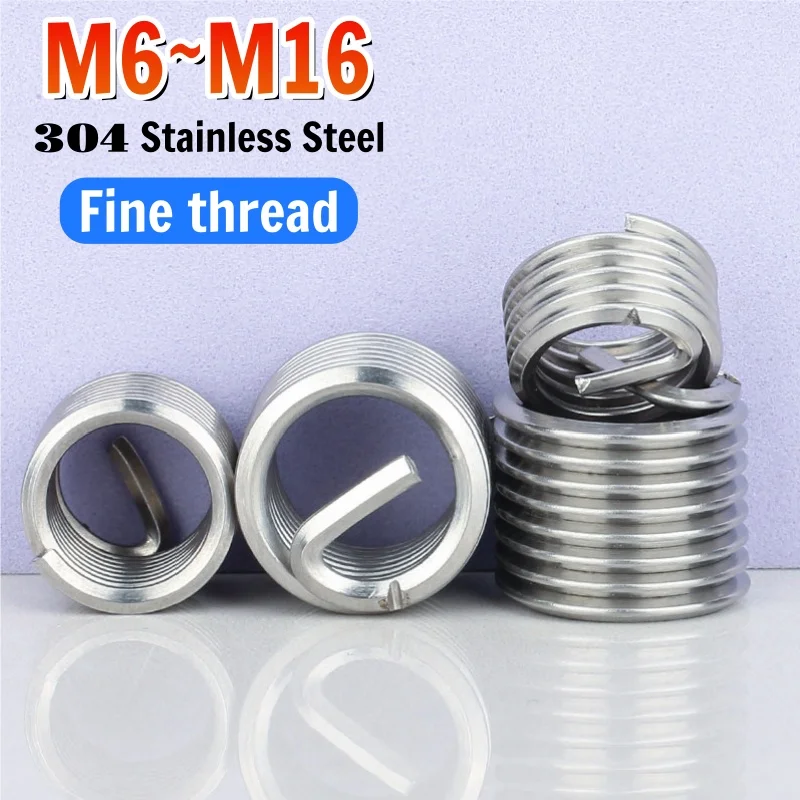 Fine Thread Screw Coiled Wire Helical Threaded Inserts Set 304Stainless Steel Helicoil Thread Repair Insert M6 M8 M10 M12 M14M16