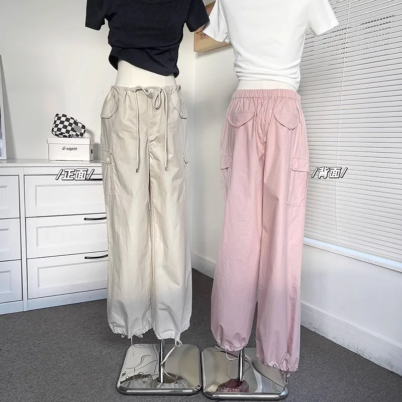 Pants Women Design Trendy Sweet All-match Drawstring Leisure Streetwear Summer Korean style Simple Pockets Attractive Fit New