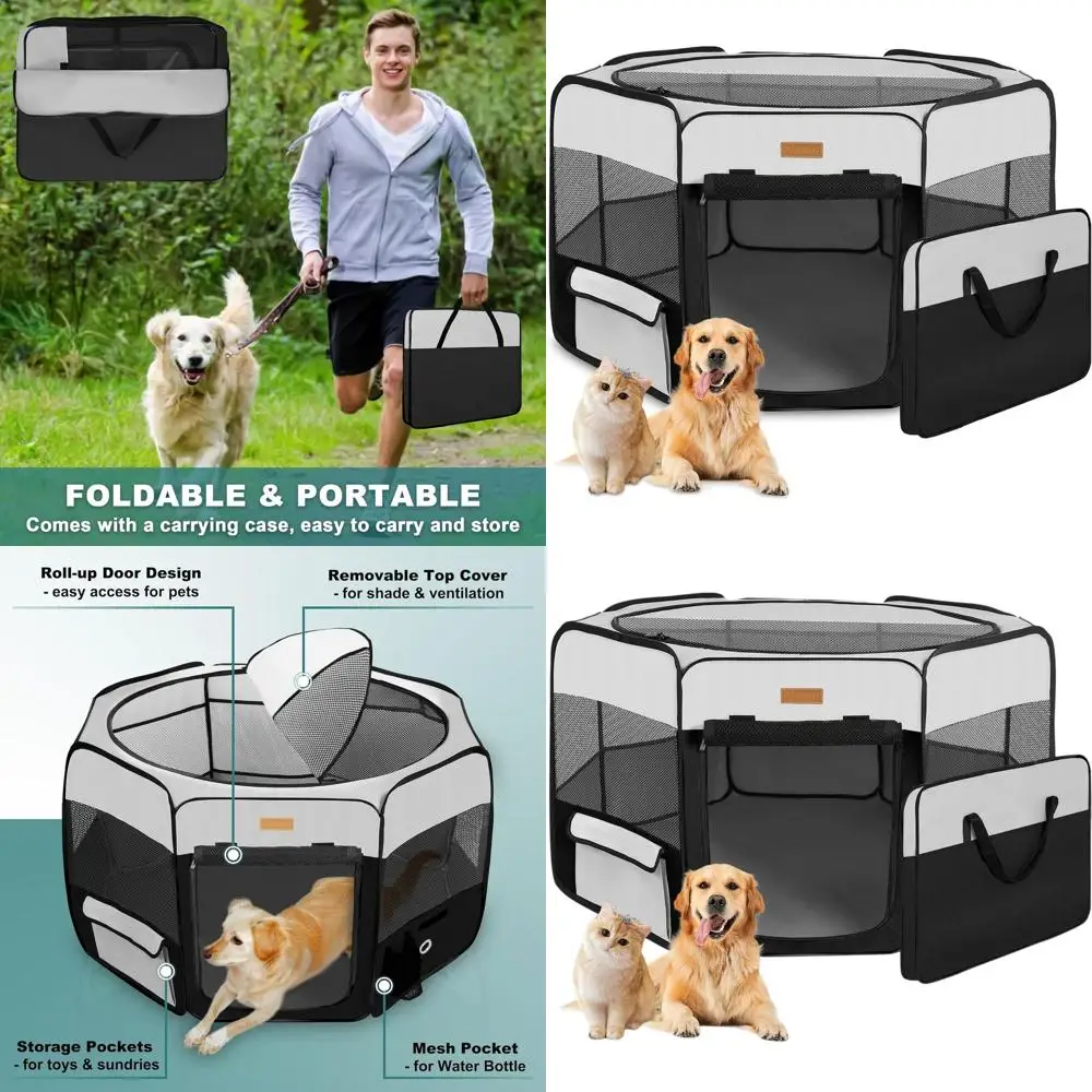 

Portable Folding Pet Playpen for Dogs, Cats, Puppies, Rabbits, and Chickens - Ideal for Indoor, Outdoor, Travel, and Camping