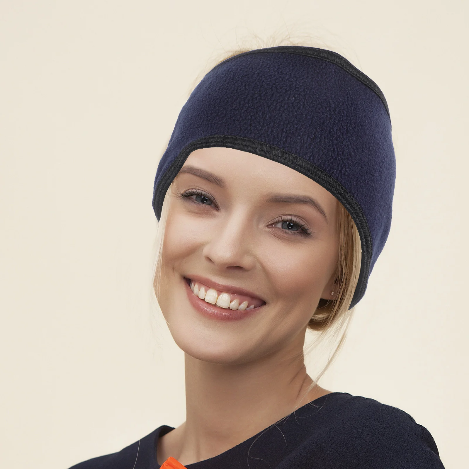 

Fleece Ear Warmer Headband Unisex Double Layer Adjustable Earband for Men Women Navy Windproof Protection Great for Running
