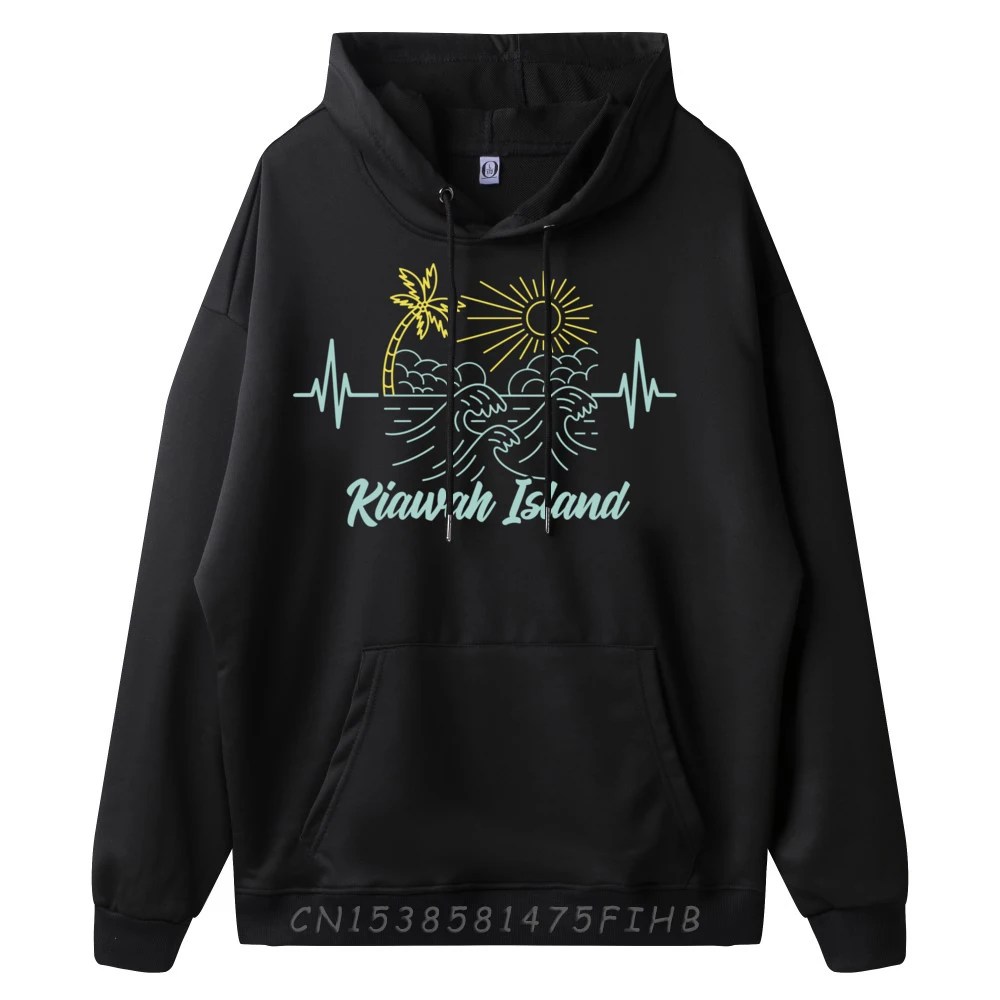 Kiawah Island Beach South Carolina Heartbeat Surfing Surfer Black Graphic Tees Men's Clothing Christmas