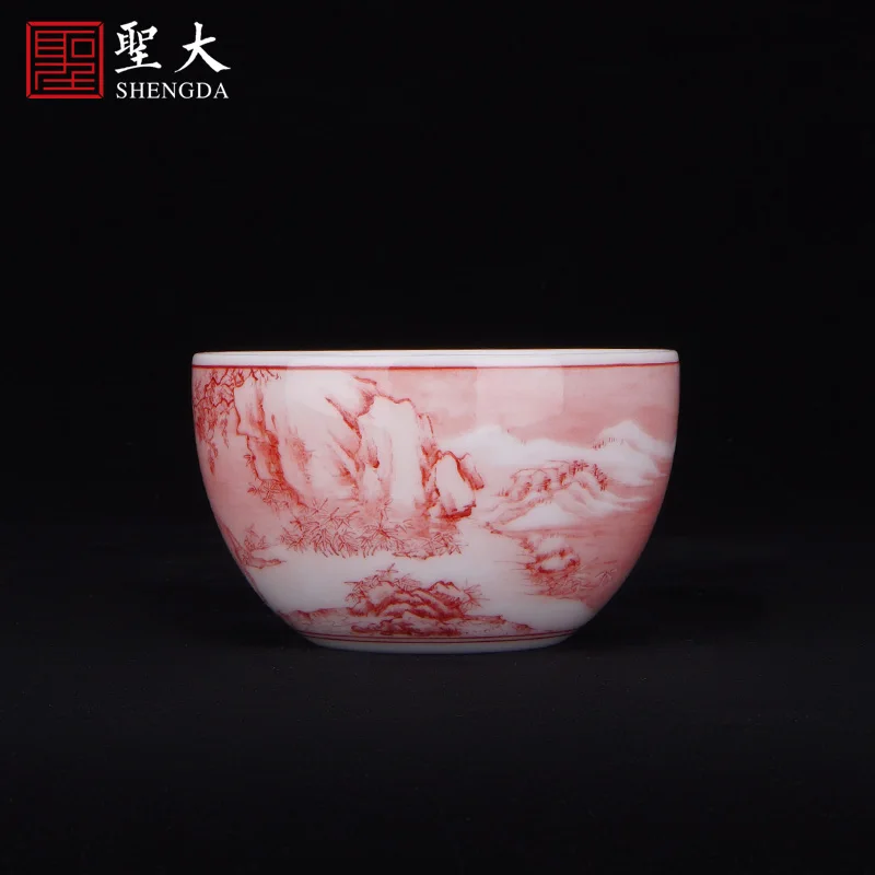 |glaze color under the mountains to xiushui masters cup jingdezhen pure manual hand-painted high-end tea sample tea cup