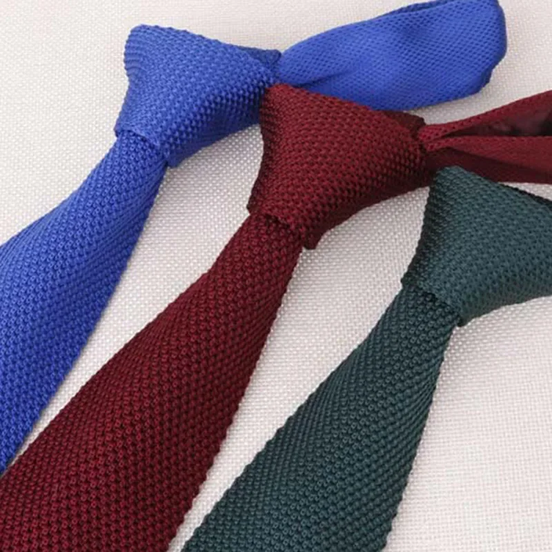 Purple/Wine Red/Blue Neckties for Men's Knitted Neck Ties Casual Solid Color Knitting Gravatas Cravat Formal Business Necktie