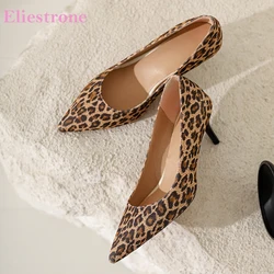 Spring New Elegant Leopard Green Women Dress Pumps Sexy 6CM High Thin Heels Lady Party Shoes Small Big Size 11 30 45 48