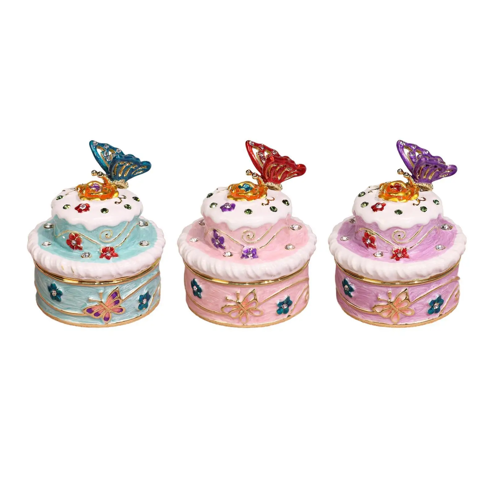 صندوق مجوهرات كعكة النحت ملحق مع غطاء سبيكة زخرفة الديكور المحمولة حقيبة للتخزين المنظم لدبابيس الشعر أمي #3