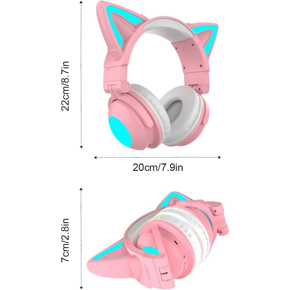 

(A26M) Bluetooth-наушники с кошачьими ушками, беспроводные накладные наушники со встроенным микрофоном, складные, для телефона/ПК/планшета B