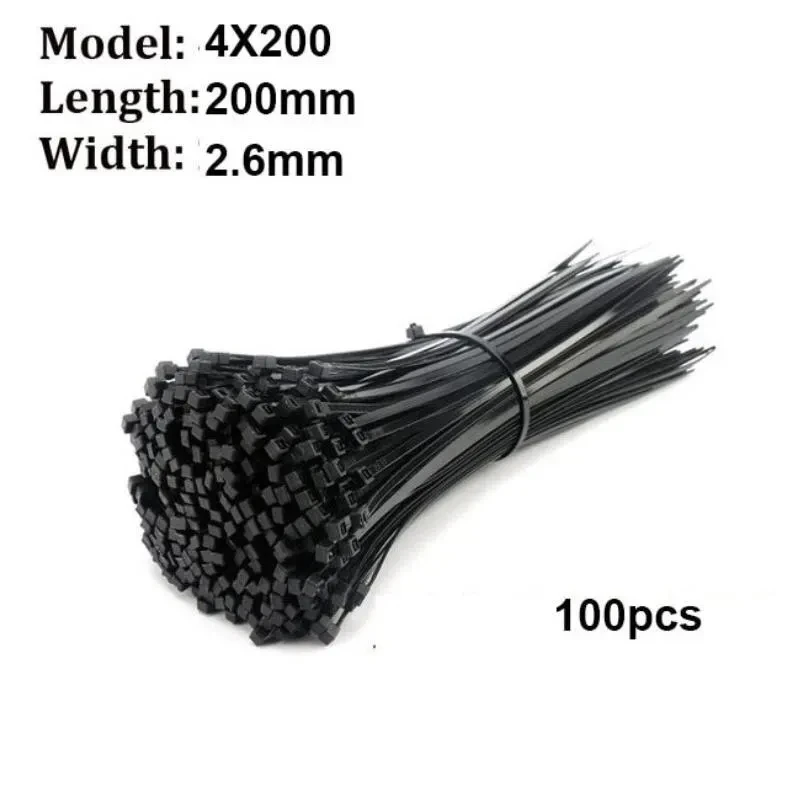 100 Pieces Black 4x200mm Cable Ties Fastening Rings Reusable Cable Zipper Ties Removable Multifunctional Anti-Corrosion Tie image 6