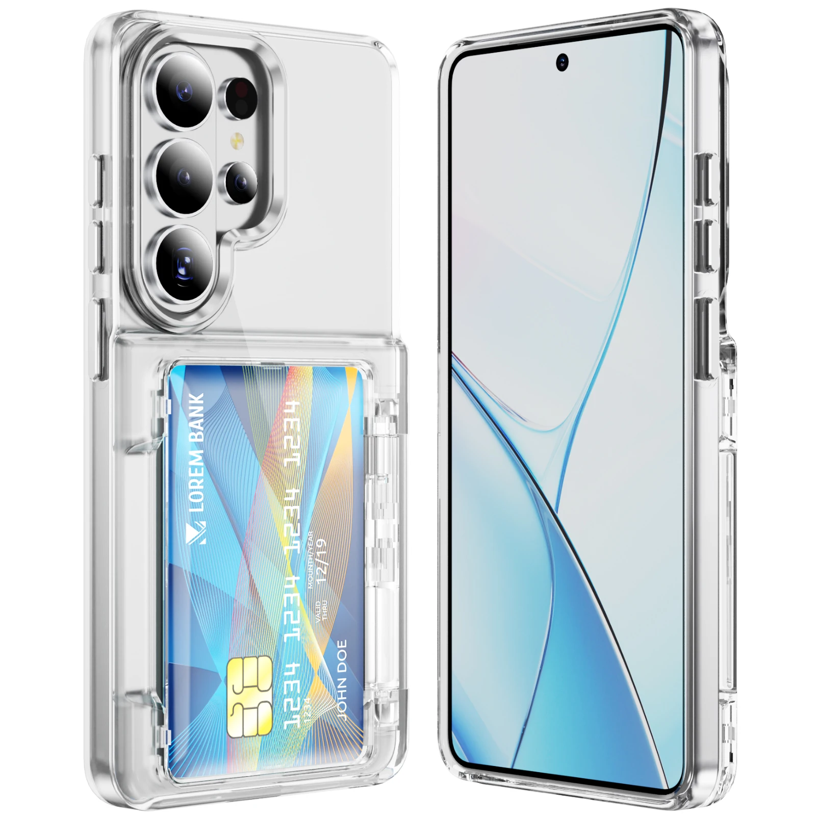 Transparente Kartenfach-Brieftasche Handyhülle für Samsung Galaxy S22 S23 S26 Ultra S24 S25 Plus Acryl Stoßfeste Hartschale