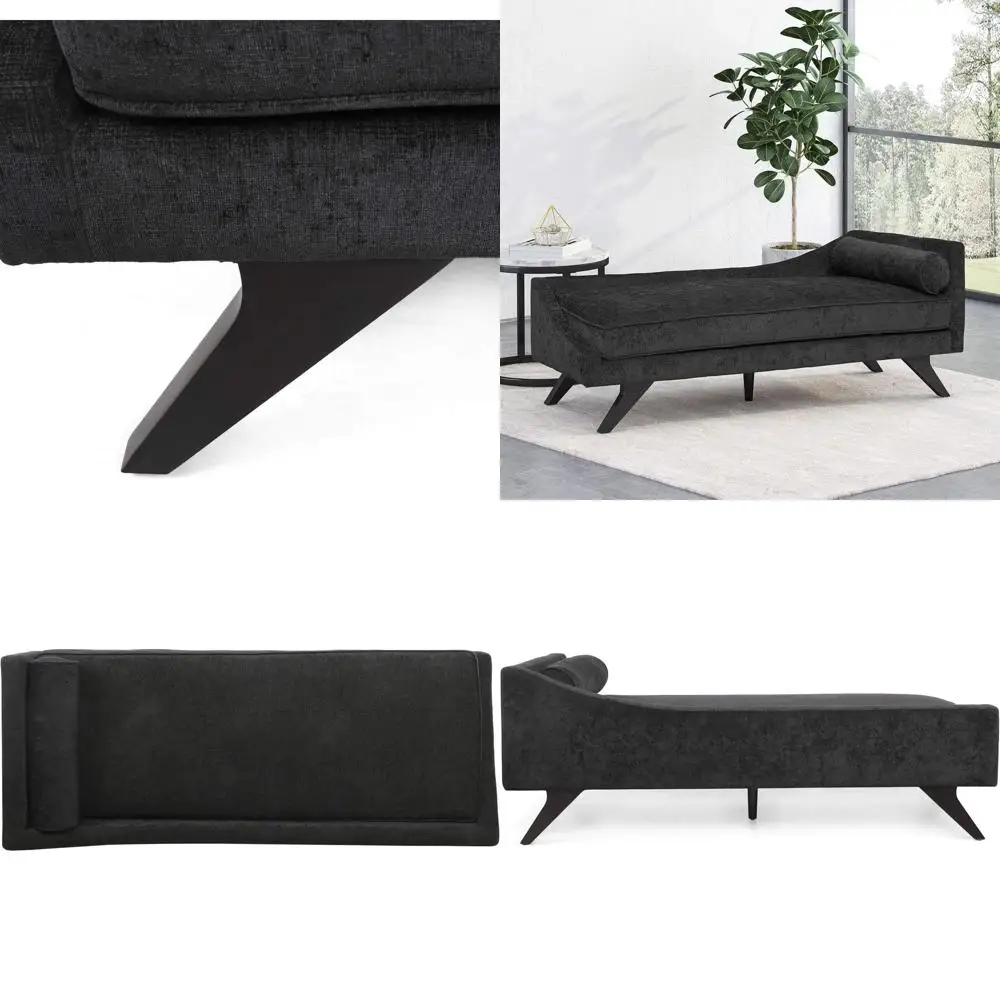 

Черный деревянный шезлонг Cagle с коричневыми акцентами