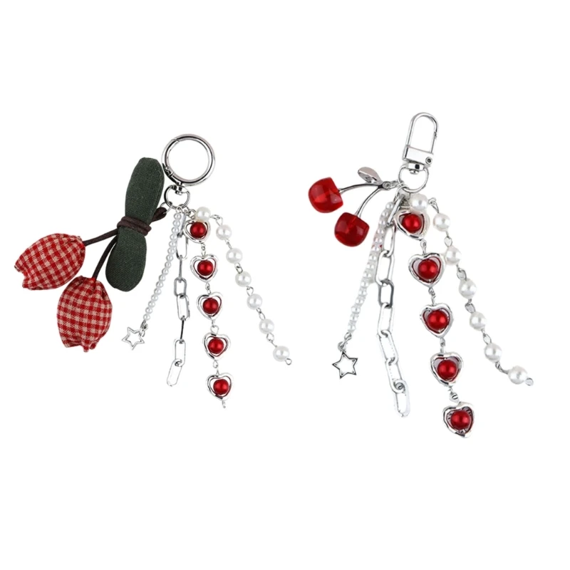 

H3CB Cherry Keychain Fashion Keyring Pendant Car Key Chain Hanging Ornaments Keyholders Bag Pendant Charm Decorations