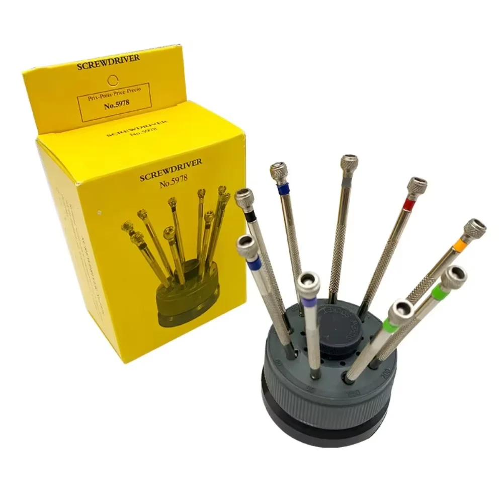 Stainless Steel Precision Screwdriver Set Watch Repair Tool Kit for Watchmaker 9pcs Watch Glasses Flat Blade Assort Slotted Tool