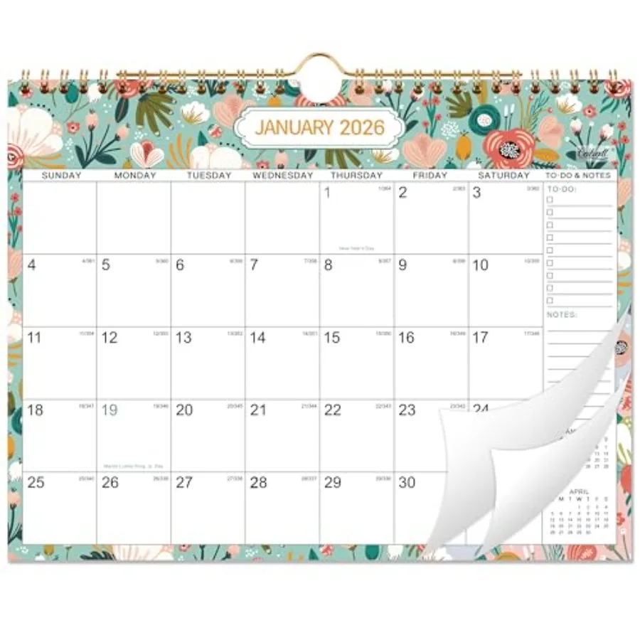 

2026 Wall Calendar - 2026 Calendar from Jan. 2026 - Dec. 2026 Wall Calendars 8.5 x 11 with Julian Dates Twin-Wire Binding