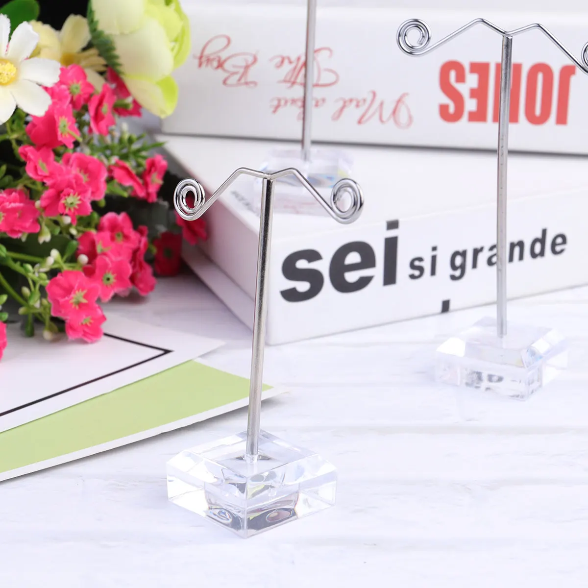 

1Set Acrylic Base Iron Rack Jewelry Display Stand Mini Ring Storage Organizer for Earrings Bracelets Necklaces Home Shop